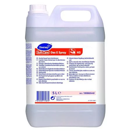 Kézfertőtlenítő folyadék, alkoholos, 5 l, DIVERSEY "Soft Care Des E Spray"