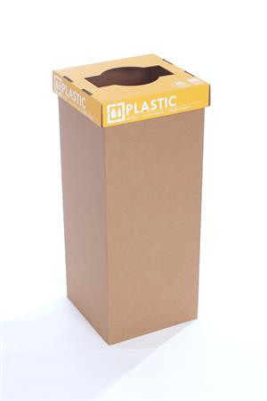 Szelektív hulladékgyűjtő, újrahasznosított, angol felirat, 50 l, RECOBIN "Office", sárga