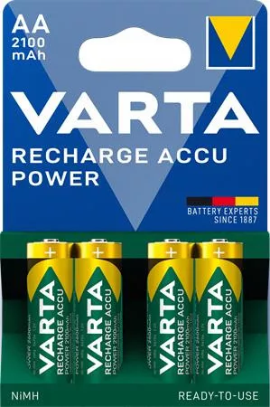 Tölthető elem, AA ceruza, 4x2100 mAh, előtöltött, VARTA "Power"