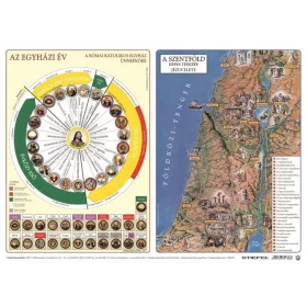   Könyökalátét, kétoldalas, A3, STIEFEL "Katolikus egyházi év és Újszövetség térképe / Ószövetség"