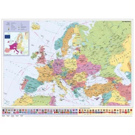   Falitérkép, 70x100 cm, fémléces, Európa országai és az Európai Unió, STIEFEL
