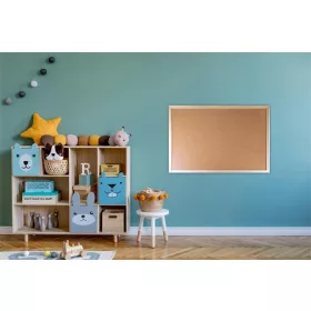  Parafatábla, kétoldalas (parafa/parafa), 60x90 cm, fa keret, VICTORIA VISUAL
