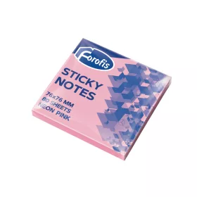   Öntapadós jegyzettömb 76x76mm 80lap, Forofis, neon rózsaszín