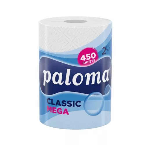 Papírtörlő, kéztörlő, 1 tekercs, 2 réteg, 450 lap, Paloma MEGA - RAKLAP
