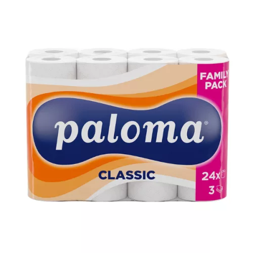 Toalettpapír, WC papír, 24 tekercs, 3 réteg, 82 lap, Paloma Classic