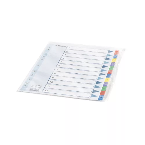 Elválasztólap, A4, regiszteres 1-12 laminált karton fülek 100162 Esselte
