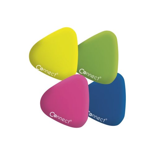 Radír Connect háromszögletű színes (sárga, zöld, rózsa, kék) 4 db/csomag