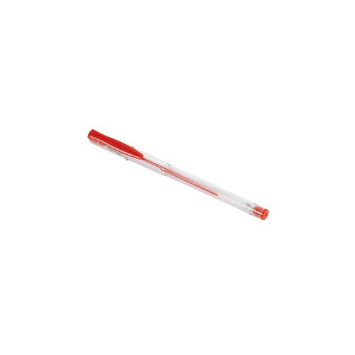 Zselés toll 0,4mm, piros átlátszó tolltest az írás színével megegyező klipsz és tollvég 1 db 20201 10 db/csomag