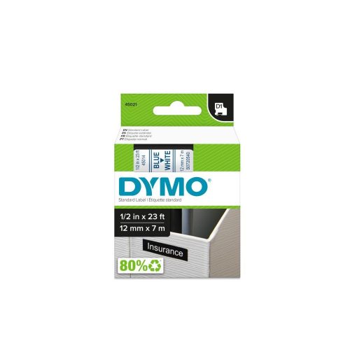 Feliratozógép szalag Dymo D1 S0720540/45014 12mmx7m, ORIGINAL, kék/fehér