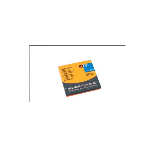 Jegyzettömb öntapadó, 75x75mm, 80lap, Info Notes brilliant narancssárga 2 db/csomag