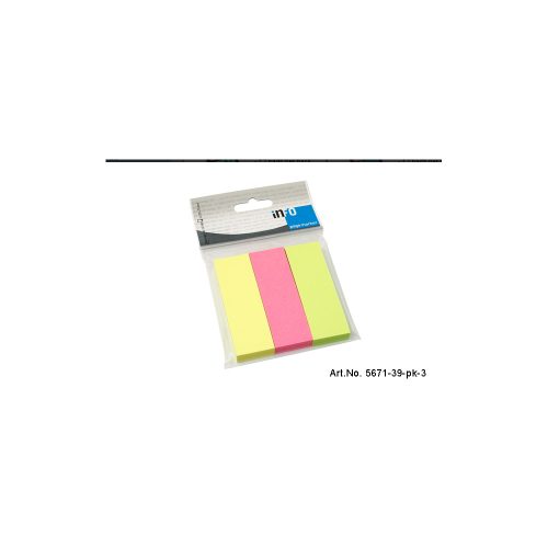 Jelölőcímke 25x75mm, 3x100lap, Info Notes brilant mix sárga rózsaszín zöld