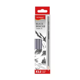 Grafitceruza HB, háromszögletű 12 db/bliszter Keyroad Black