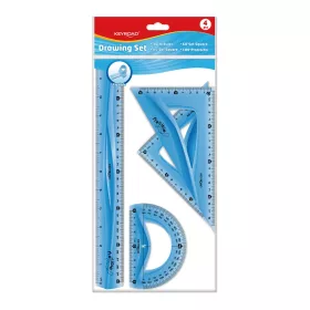   Vonalzókészlet, 30 cm, flexibilis vonalzó, szögmérő, 45° és 60° háromszög vonalzók 4 db/bliszter Keyroad vegyes színek