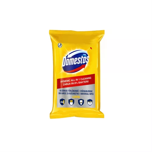 Nedves törlőkendő fertőtlenítő hatással 60 lap/csomag Domestos Citrom