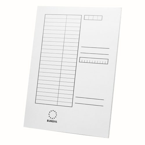 Iratgyűjtő, pólyás dosszié A4, 230g. karton táblázatos EUROPA fehér 25 db/csomag