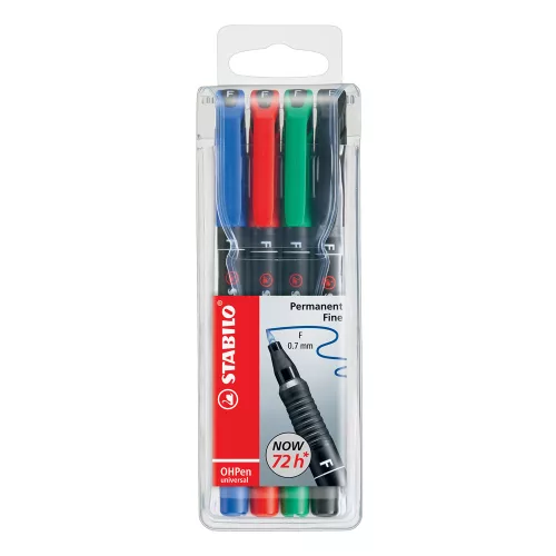 Alkoholos marker készlet 0,7mm, STABILO OHPen F, 4 klf. szín