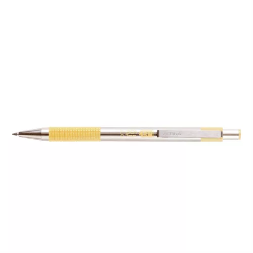 Golyóstoll 0,7mm, pasztell sárga test, Zebra F-301, írásszín kék