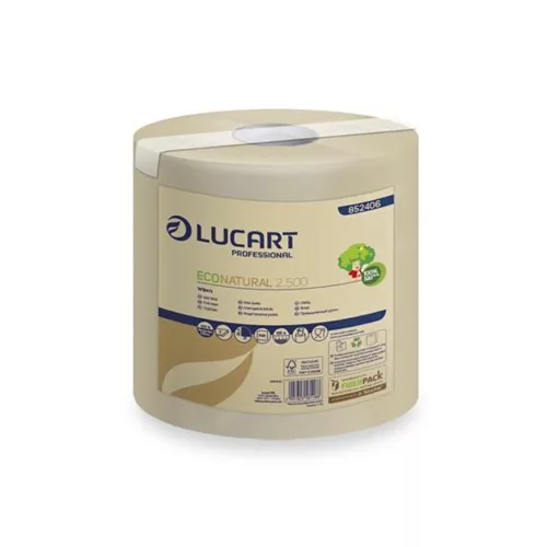 Ipari törlő 2 rétegű tekercses átmérő: 20 cm 500 lap/tekercs 6 tekercs/karton EcoNatural 2.500 Lucart_852406 barna