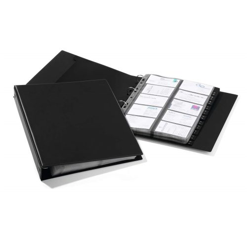 Névjegykártyatartó, könyv alakú, A4, Visifix, Economy, Durable, fekete