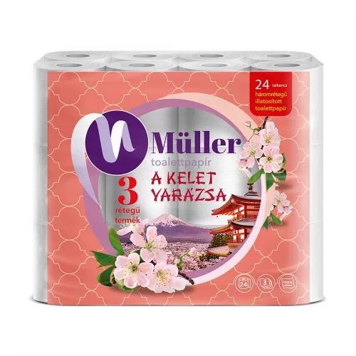 Toalettpapír 3 rétegű kistekercses 100% cellulóz 100 lap/tekercs 24 tekercs/csomag Kelet Varázsa Müller fehér