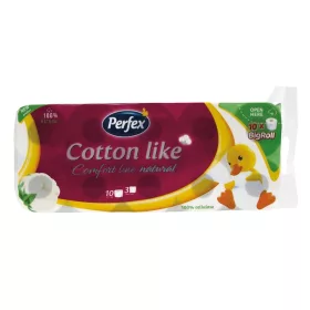   Toalettpapír 3 rétegű kistekercses 100% cellulóz 160 lap/tekercs 10 tekercs/csomag Cotton Like Perfex fehér
