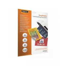   Lamináló fólia, A4, 80 mikron, fényes, öntapadó hátlappal, 25 db/csomag, Fellowes®