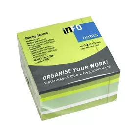   Jegyzettömb öntapadó, 75x75mm, 450lap, Info Notes intenzív zöld árnyalatok