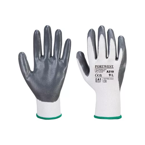 Védőkesztyű PU tenyérmártással nylon M-es méret Portwest szürke-fehér