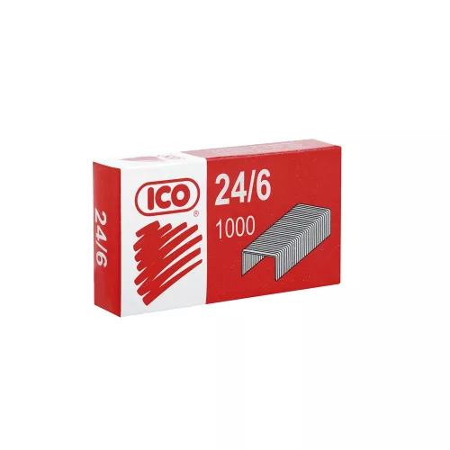 Tűzőkapocs 24/6, piros dobozos Ico