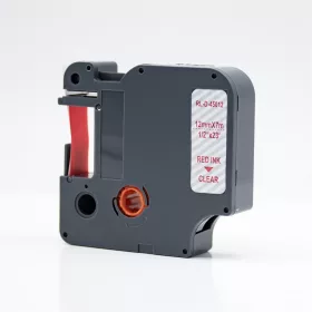   Feliratozógép szalag kompatibilis Dymo D1 S0720520/45012 12mmx7m ECO piros/víztiszta