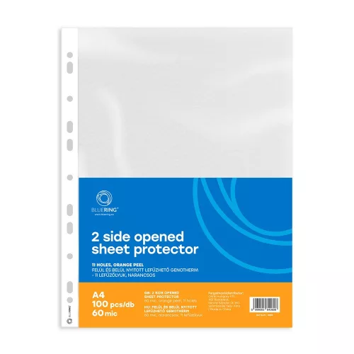 Genotherm lefűzhető, A4, 60 micron kétoldalt (felül és belül) nyitott narancsos Bluering® 100 db/csomag,