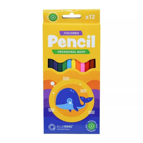 Színes ceruza készlet, hatszögletű Bluering® 12 klf. szín