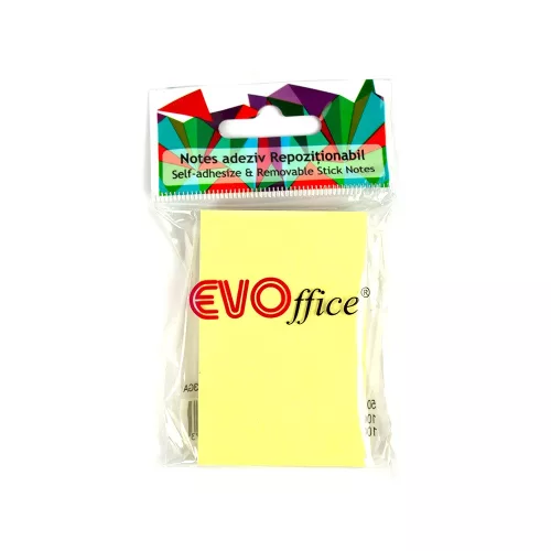 Jegyzettömb öntapadó, 50x75mm, 100lap, Evo sárga