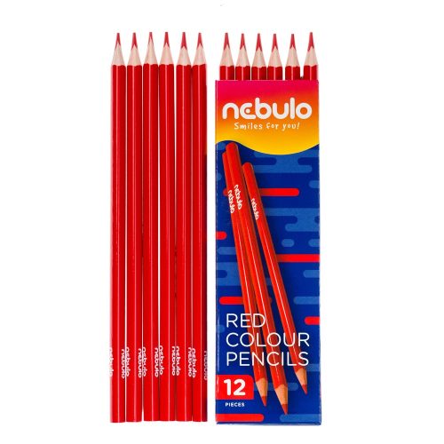 Színes ceruza, háromszög, Nebulo piros 12 db/csomag