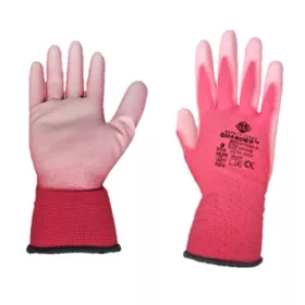 GUARDER Poliészter kesztyű, PU tenyérmártott, pink méret: 7