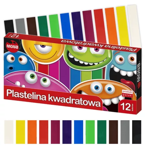 Gyurma, 12 szín, négyzetes tégelyben, MONA