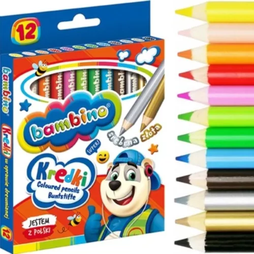 Zsírkréták, 12 szín, Bambino