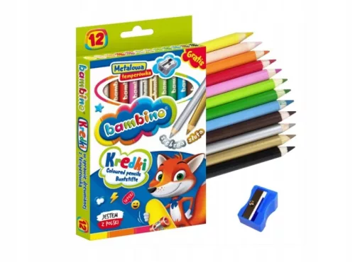 Jumbo színes ceruzák, 12 szín és hegyező Bambino