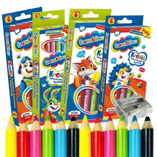 Jumbo színes ceruzák, 6 szín és hegyező