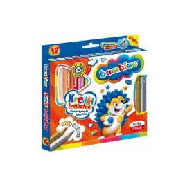 12 db háromszögletű színes ceruza és hegyező, Bambino