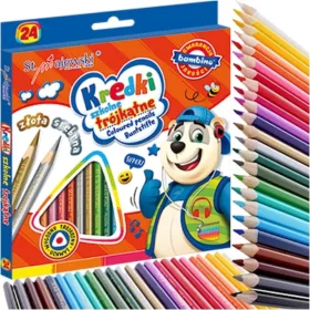 Háromszögletű színes ceruzák, 24 szín, 18 cm, Bambino