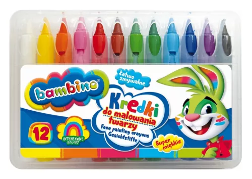 Arcfestő zsírkréták, 12 színű, Bambino