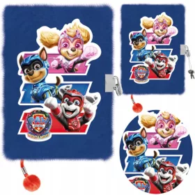 Napló, plüss, lakattal, A5, 96 lap, fiú, Mancs őrjárat