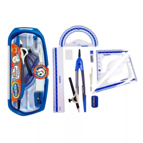 Körző és vonalzó készlet, 10 db, STANDARD, BAMBINO